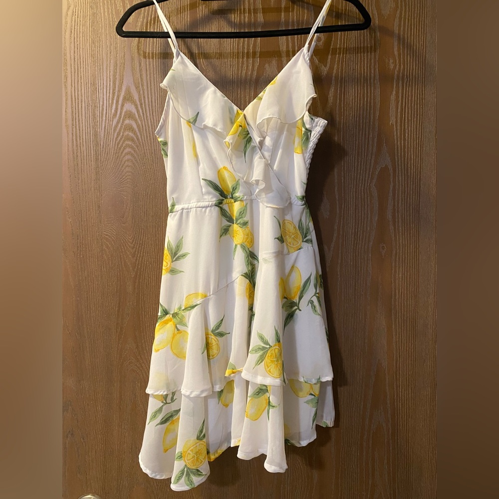 White and Lemon Print Dress